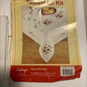 Craftways “Elegant Blooming” Tablecloth Kit 60 X 90 Stamped Finished Edge - READ